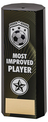 Black Plastic Filled Column Football Most Improved Player (1in Cen) - 152mm by Legacy Outfitters