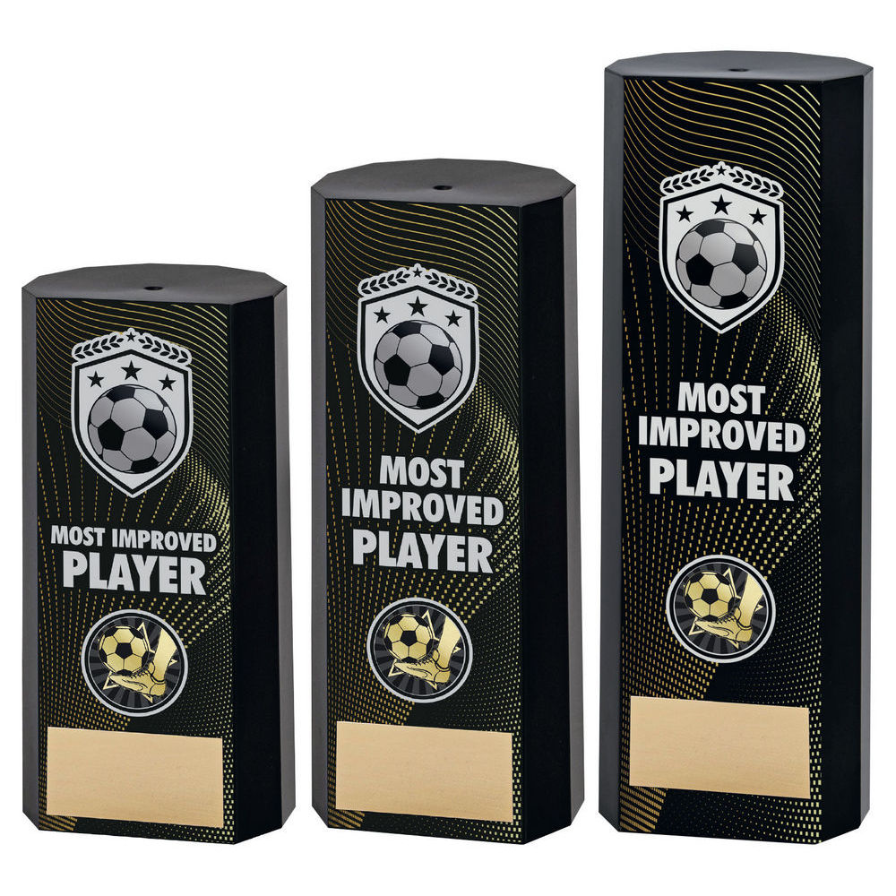 Black Plastic Filled Column Football Most Improved Player (1in Cen) by Legacy Outfitters