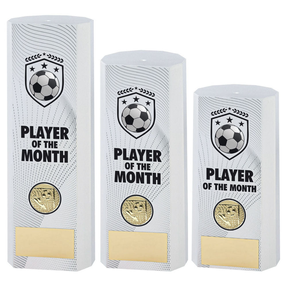 White Plastic Filled Column Football Player Of The Month (1in Cen) by Legacy Outfitters