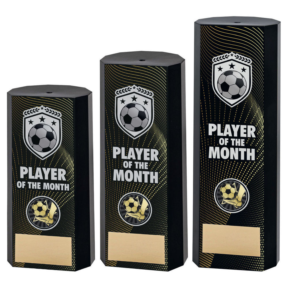 Black Plastic Filled Column Football Player Of The Month (1in Cen) by Legacy Outfitters