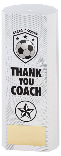 White Plastic Filled Column Football Thank You Coach (1in Cen) - 152mm by Legacy Outfitters