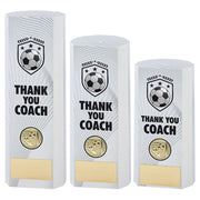 White Plastic Filled Column Football Thank You Coach (1in Cen) by Legacy Outfitters