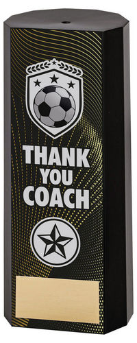 Black Plastic Filled Column Football Thank You Coach (1in Cen) - 152mm by Legacy Outfitters