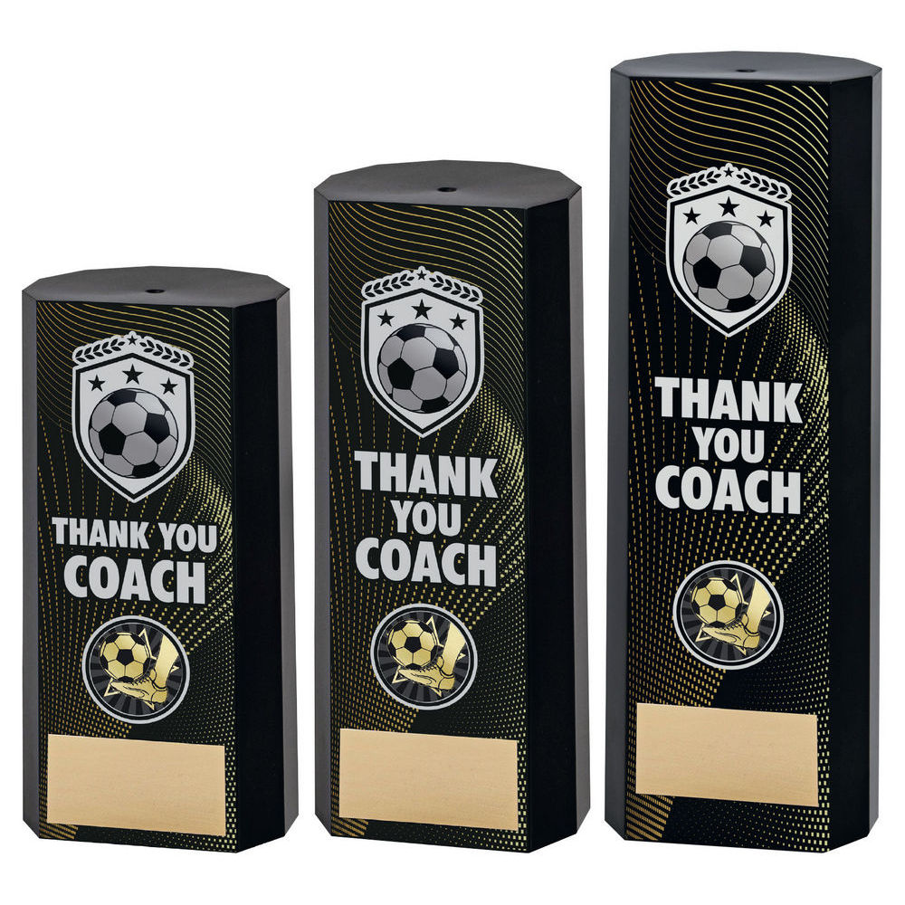 Black Plastic Filled Column Football Thank You Coach (1in Cen) by Legacy Outfitters