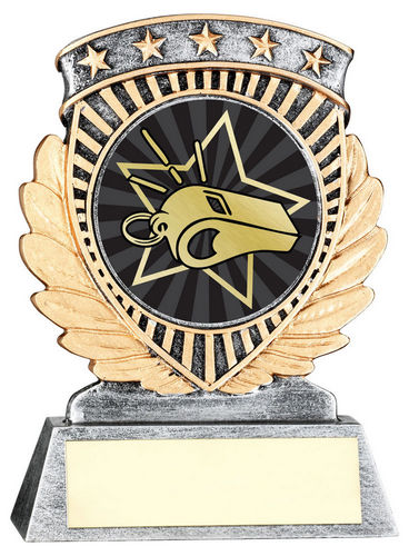 Pew/Gold 5 Star Holder With Vinyl Referee Insert & Plate - 95mm by Legacy Outfitters