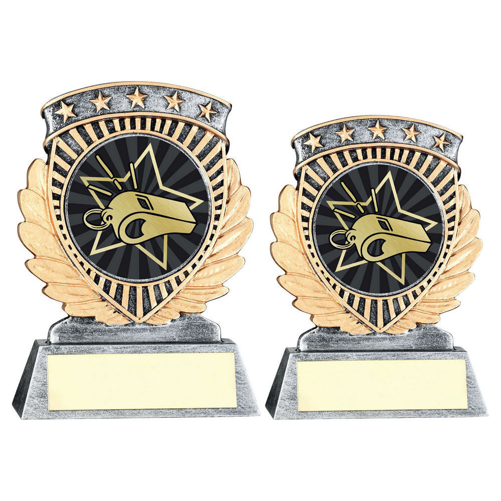 Pew/Gold 5 Star Holder With Vinyl Referee Insert & Plate by Legacy Outfitters