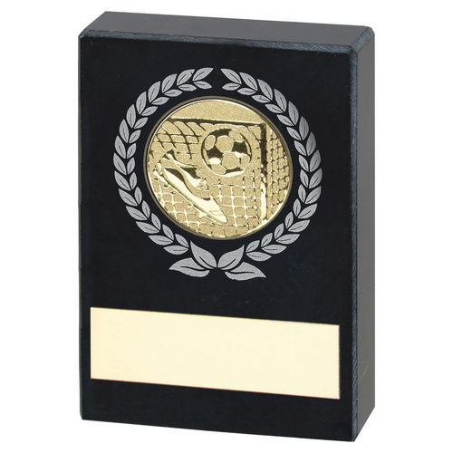 Black Marble With Silver/Gold Wreath, Football Insert And Plate - 64X44mm by Legacy Outfitters