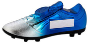 FILLED PLASTIC FOOTBALLL BOOT IN SILVER/BLUE WITH PLATE (1" CEN) - 6.75 x 2.75in"