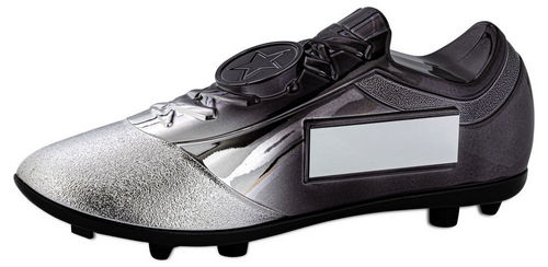 FILLED PLASTIC FOOTBALLL BOOT IN SILV/BLACK WITH PLATE (1" CEN) - 6.75 x 2.75in"