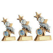 Brz/Pew/Gold Football And Boot On Shooting Star With Plate (1in Centre) by Legacy Outfitters
