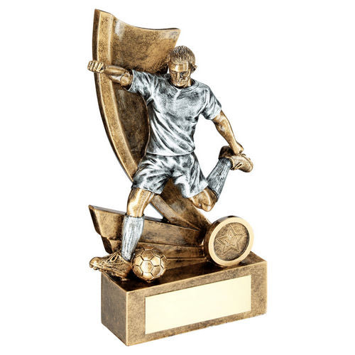 Brz/Pew/Gold Male Football Figure On Swoosh Backdrop With Plate(1in Cen) - 152mm by Legacy Outfitters