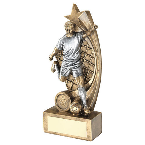 Brz/Pew Male Football Figure On Star Net Backing With Plate (1in Centre) - 152mm by Legacy Outfitters