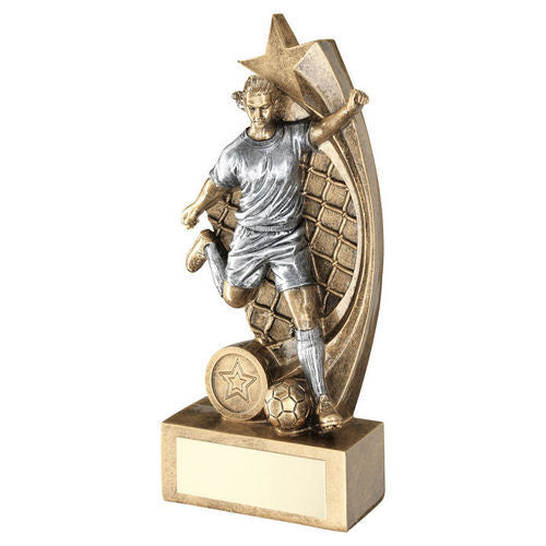 Brz/Pew Female Football Figure On Star Net Backing With Plate (1in Cen) - 191mm by Legacy Outfitters