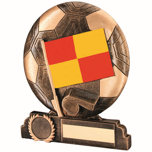 BRZ/GOLD/RED/YELLOW RESIN LINESMAN WITH PLATE (1in CENTRE) - 6.5in