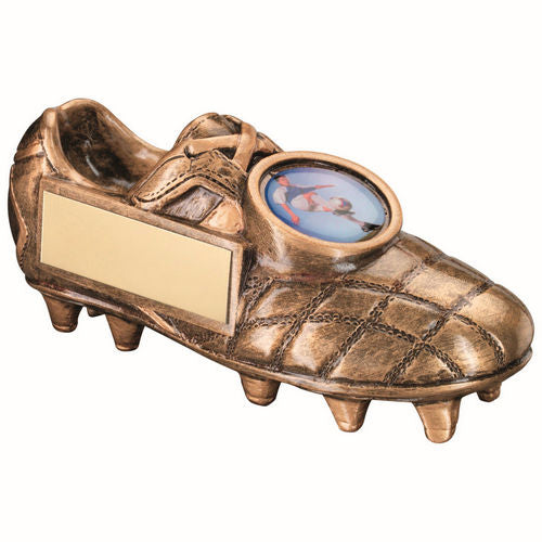 Brz/Gold Football Boot With Plate (1in Centre) - 114 X 51mm by Legacy Outfitters