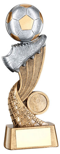 Brz/Gold/Pew Football + Boot On Swoosh Net With Plate (1in Cen) - 146mm by Legacy Outfitters