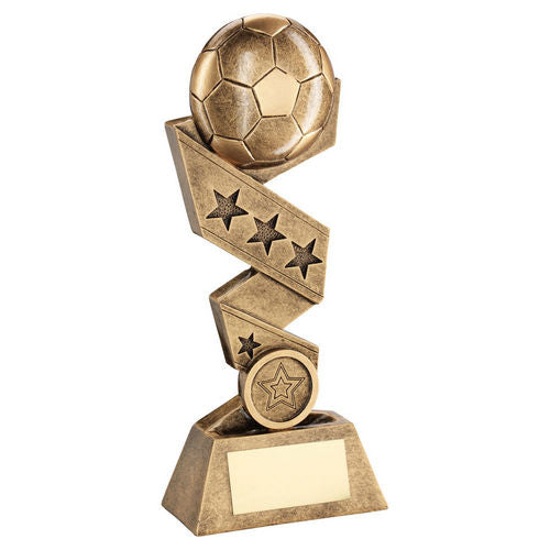 Brz/Gold Football On Zig Zag Star Ribbon With Plate (1in Centre) - 203mm by Legacy Outfitters