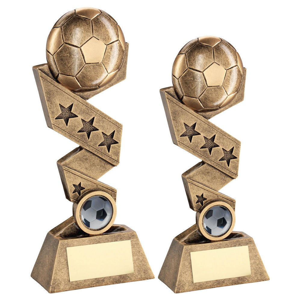 Brz/Gold Football On Zig Zag Star Ribbon With Plate (1in Centre) by Legacy Outfitters