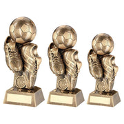 Brz/Gold Football And Boots On Column Riser With Plate (1in Centre) by Legacy Outfitters