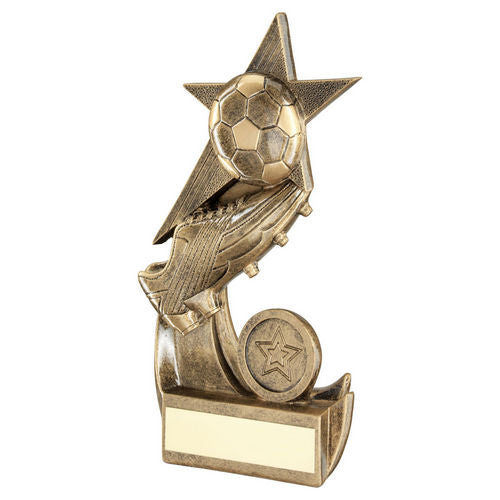 Brz/Gold Football And Boot On Shooting Star With Plate (1in Centre) - 114mm by Legacy Outfitters