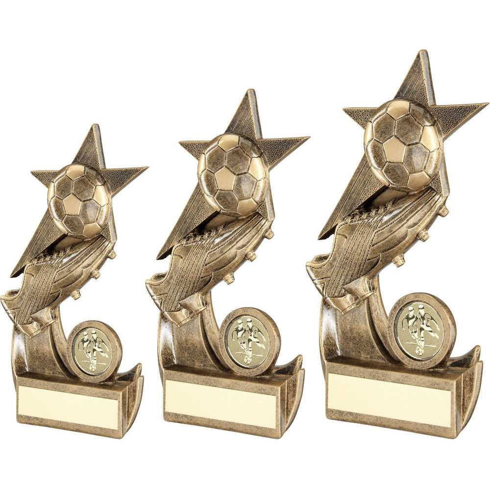 Brz/Gold Football And Boot On Shooting Star With Plate (1in Centre) by Legacy Outfitters