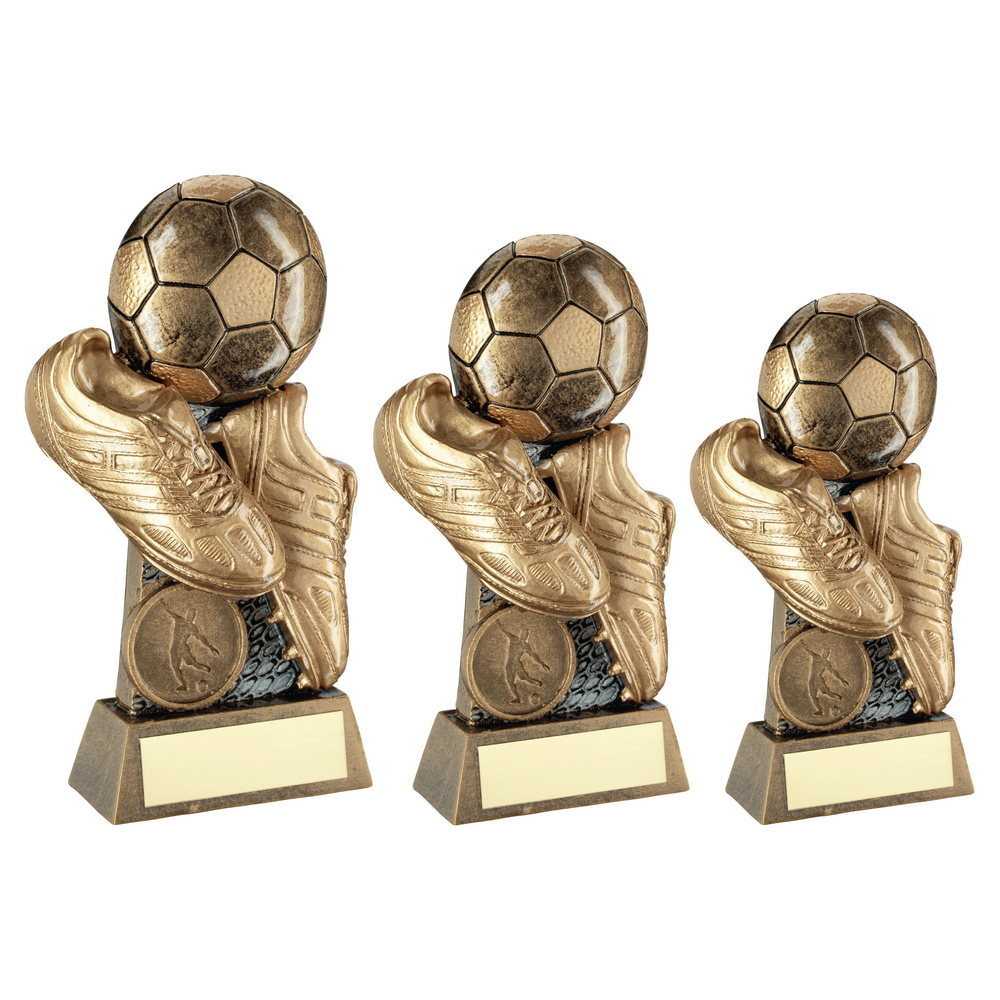 Brz/Gold/Pew Flatback Football And Boots On Riser With Plate (1in Cen) by Legacy Outfitters