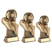 Brz/Gold/Pew Flatback Football And Boots On Riser With Plate (1in Cen) by Legacy Outfitters