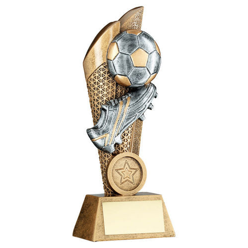 Brz/Pew/Gold Football And Boot On Mesh Backdrop With Plate (1in Cen) - 127mm by Legacy Outfitters