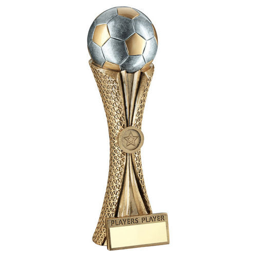 BZ/PW/G FOOTBALL ON TRI MESH COLUMN WITH PLATE (1in CEN) PLAYERS PLAYER - 12in