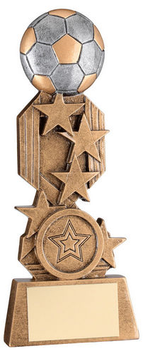Brz/Pew/Gold Football On Stars Flatback With Plate (1in Centre) - 127mm by Legacy Outfitters