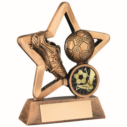 Brz/Gold Resin Football Mini Star With Plate (1in Centre) - 95mm by Legacy Outfitters