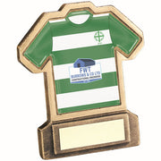 BRZ/GOLD RESIN FOOTBALL SHIRT PLAQUE WITH PLATE - (SHIRT C) 4.5in