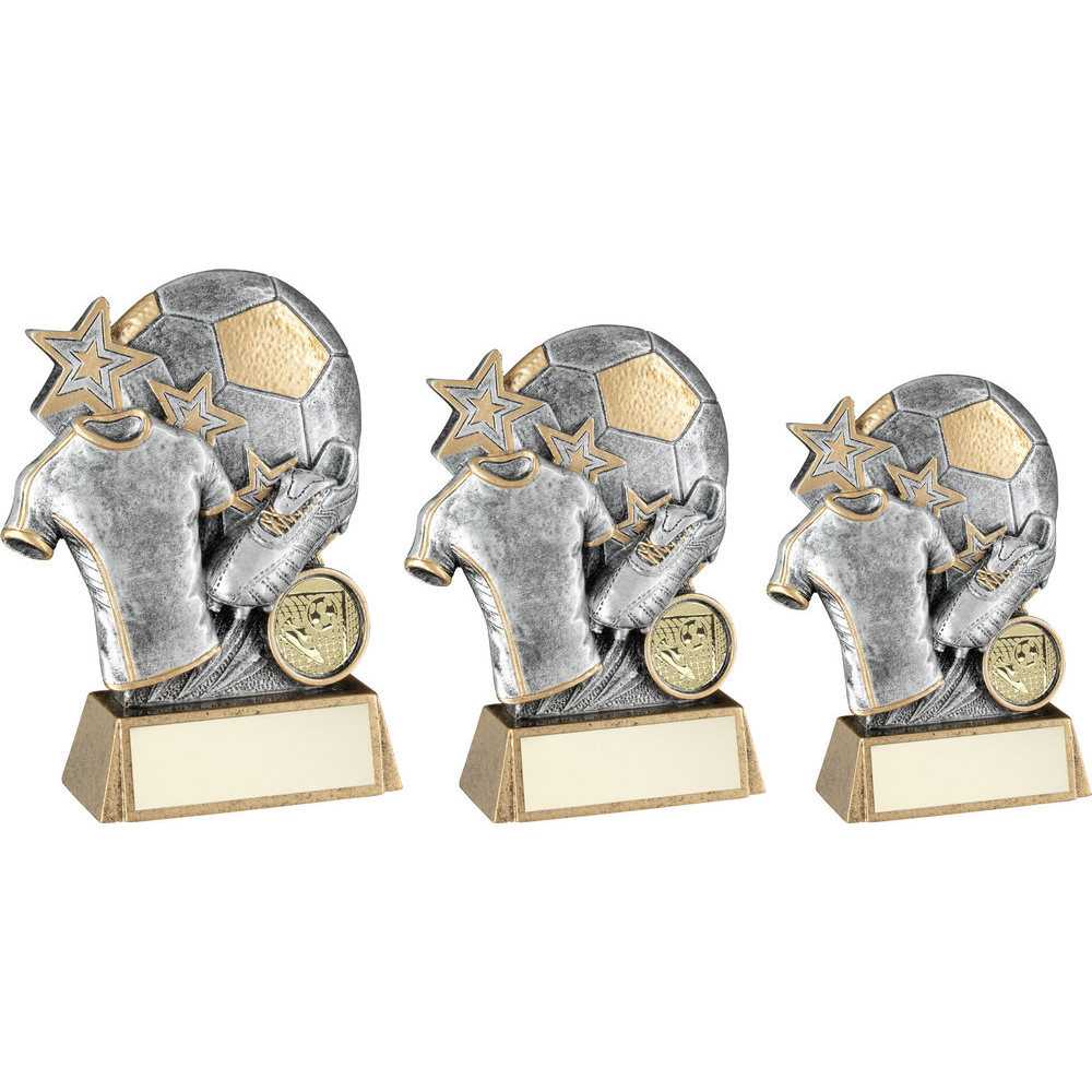 Pew/Gold Football With Boot And Shirt On Brz Base With Plate (1in Cen) by Legacy Outfitters