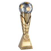 BRZ/PEW/GOLD FOOTBALL ON LEAF COLUMN WITH PLATE (1in CEN) MANAGERS PLAYER - 12""