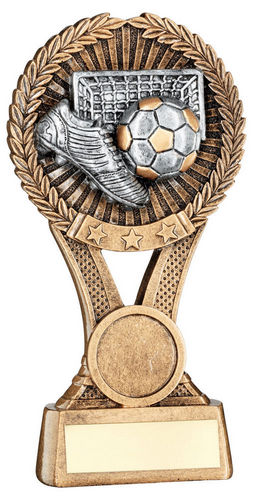 Brz/Gold/Pew Football Round Wreath On V Riser With Plate (1in Cen) - 127mm by Legacy Outfitters
