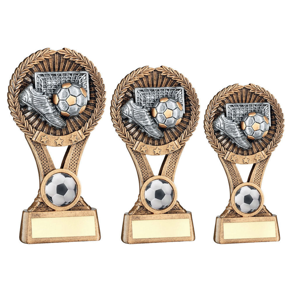 Brz/Gold/Pew Football Round Wreath On V Riser With Plate (1in Cen) by Legacy Outfitters