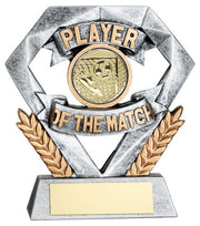 PEW/GOLD PLAYER OF THE MATCH MINI DIAMOND WITH FOOTBALL INSERT & PLATE - 4in