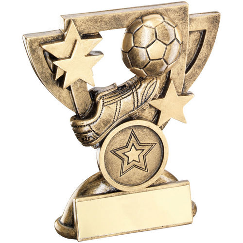 Brz/Gold Football Mini Cup With Plate (1in Centre) - 95mm by Legacy Outfitters