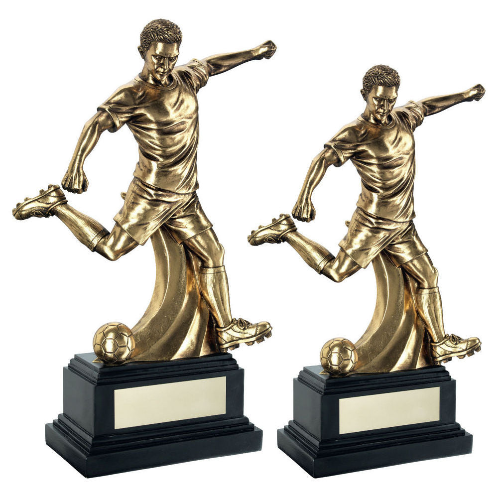 Antique Gold Premium Male Football Figure On Black Base With Plate by Legacy Outfitters