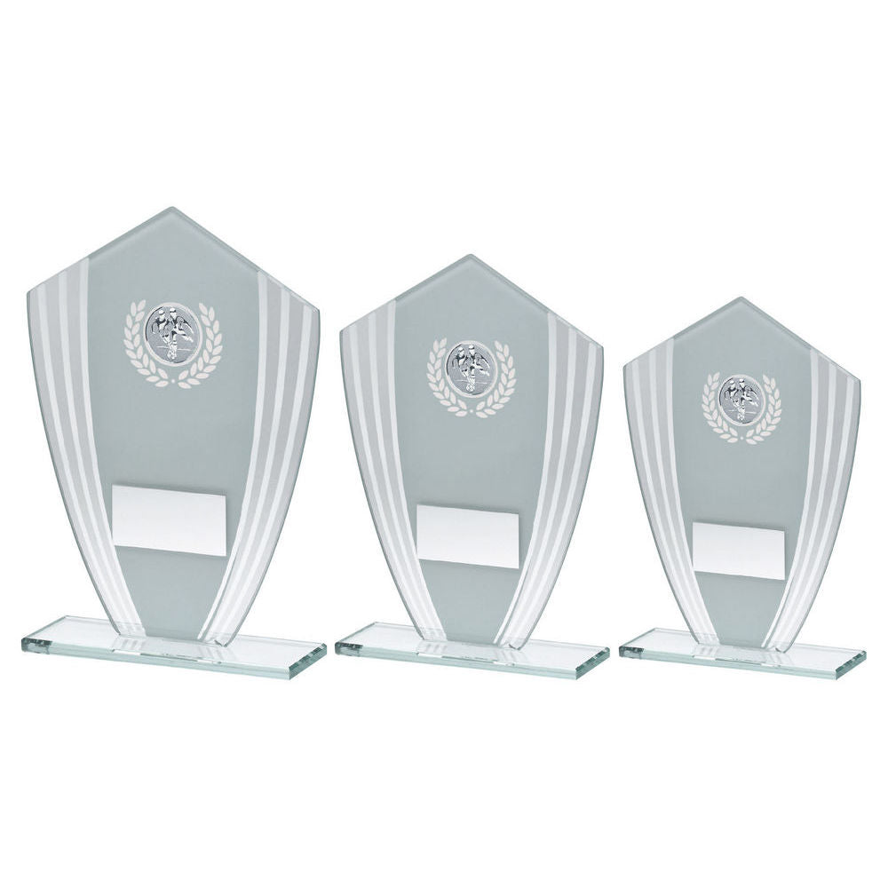White/Silver Glass Shield Plaque With Football Insert & Plate by Legacy Outfitters
