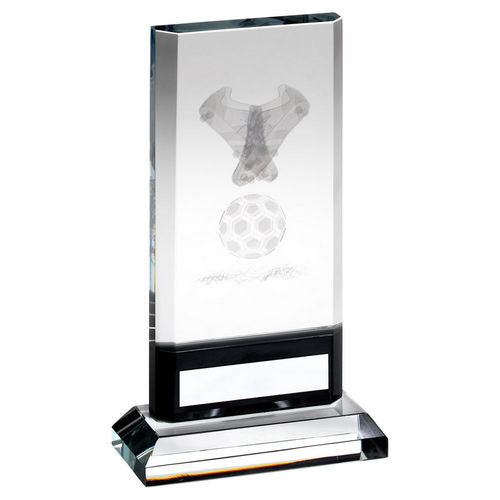 Clear/Black Glass With Lasered Football Image And Plate (15mm Thick) - 171mm by Legacy Outfitters