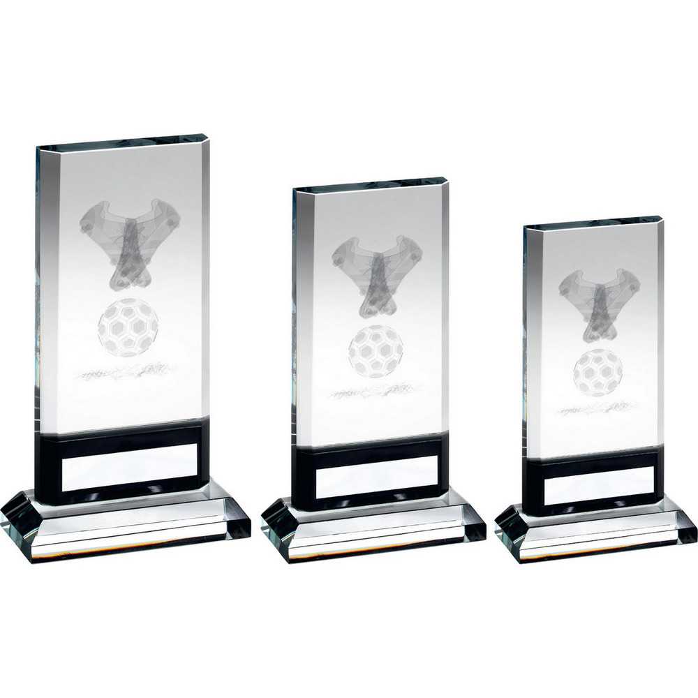 Clear/Black Glass With Lasered Football Image And Plate (15mm Thick) by Legacy Outfitters