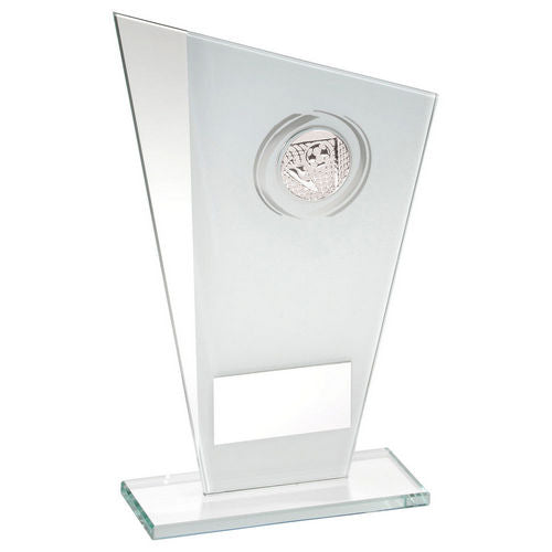 White/Silver Printed Glass Plaque With Football Insert And Plate - 203mm by Legacy Outfitters