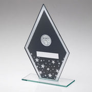 Grey/Silver Printed Glass Diamond With Football Centre And Plate - 165mm by Legacy Outfitters