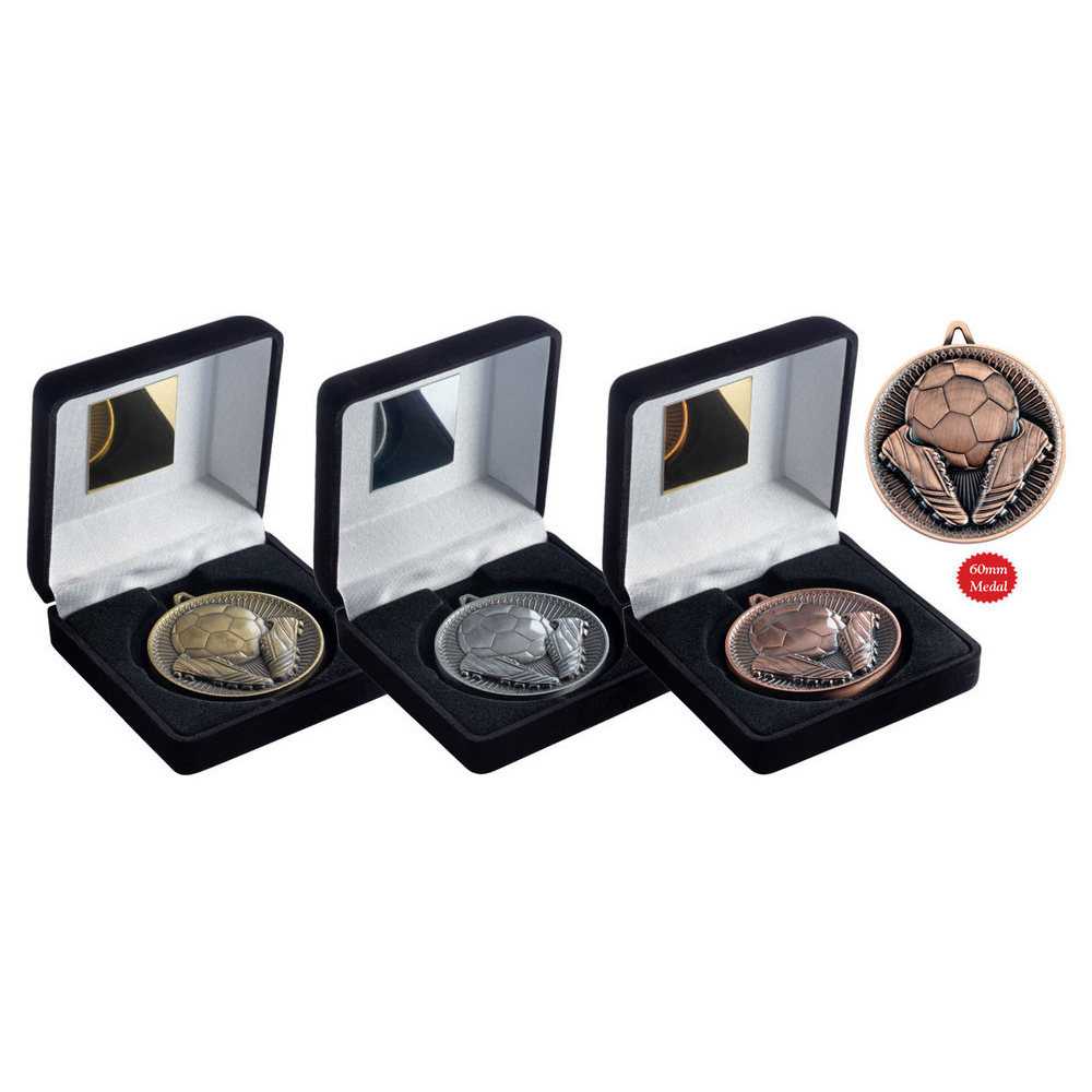 Black Velvet Box And 60mm Medal Football by Legacy Outfitters