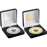 BLACK VELVET BOX AND 70mm FOOTBALL MEDAL (1in CENTRE)