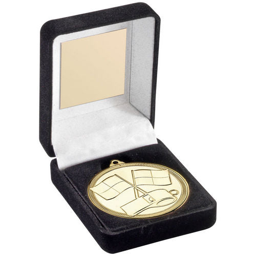BLACK VELVET BOX AND 50mm MEDAL REFEREE