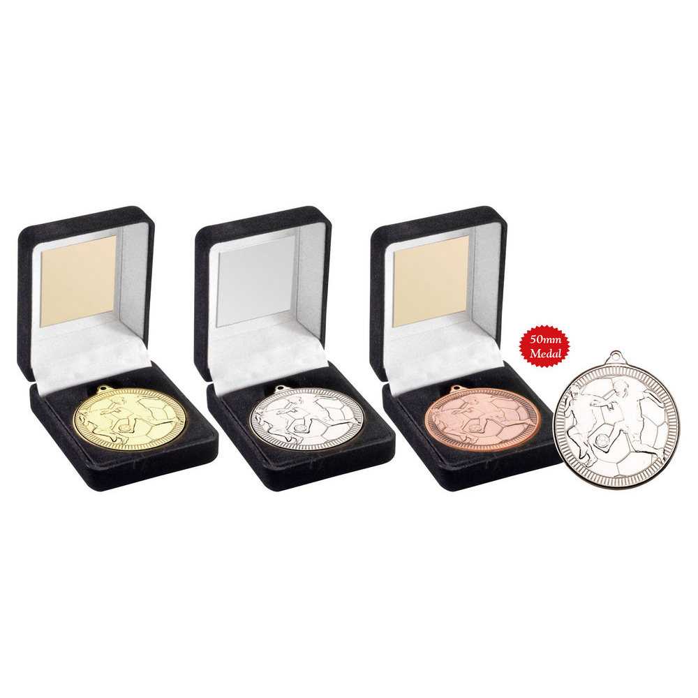 Black Velvet Box And 50mm Medal Football by Legacy Outfitters