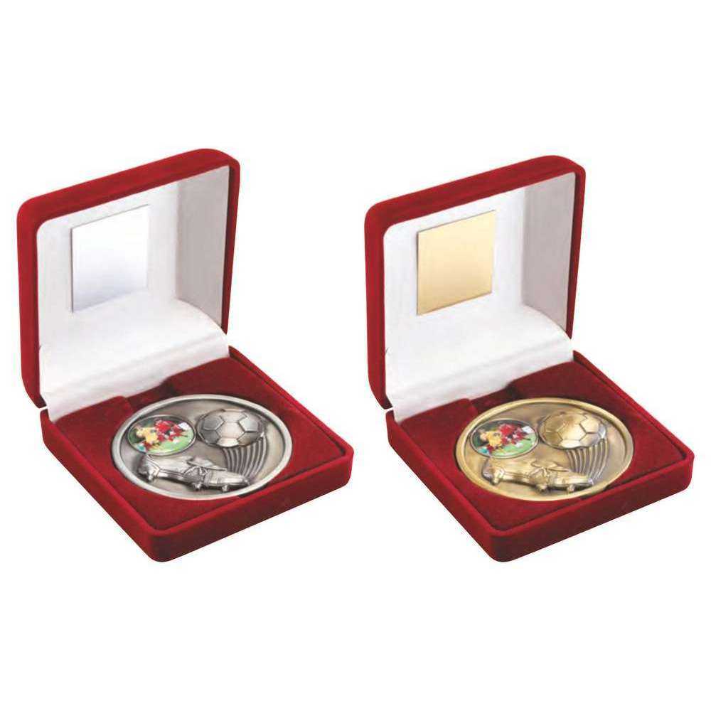 Red Velvet Box And 70mm Medallion Football (1" Cen) by Legacy Outfitters