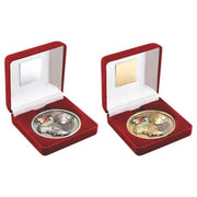 Red Velvet Box And 70mm Medallion Football (1" Cen) by Legacy Outfitters